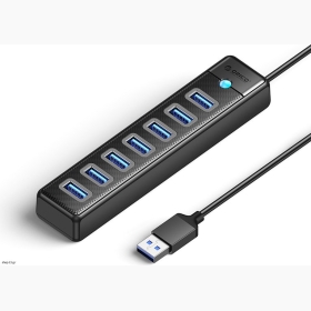 ORICO USB hub PW7U-U3, 7x θυρών, 5Gbps, USB σύνδεση, 50cm, μαύρο
