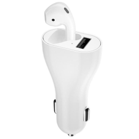 Car Charger WK & Wireless Headset P13 White