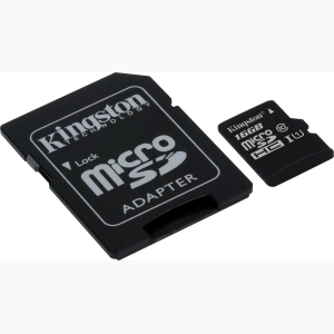 KINGSTON MICRO SDHC 16GB CLASS 10 + SD ADAPTER